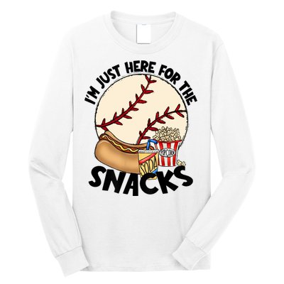 Retro I'm Just Here For The Snacks Funny Baseball Lover Long Sleeve Shirt
