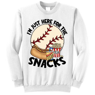 Retro I'm Just Here For The Snacks Funny Baseball Lover Sweatshirt