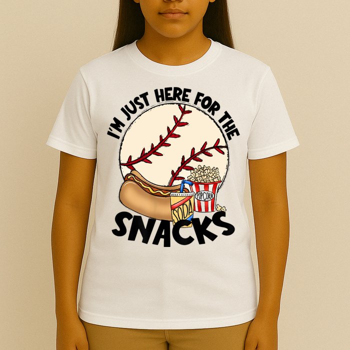 Retro I'm Just Here For The Snacks Funny Baseball Lover T-Shirt