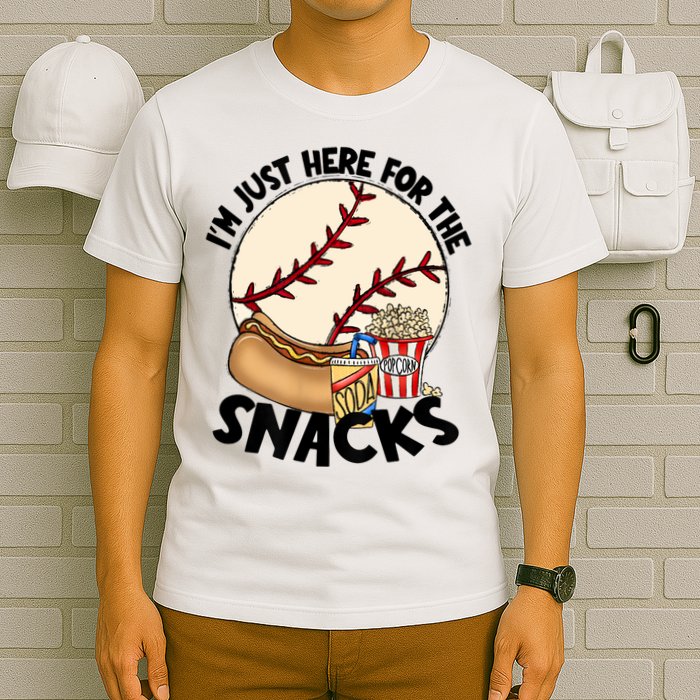 Retro I'm Just Here For The Snacks Funny Baseball Lover T-Shirt
