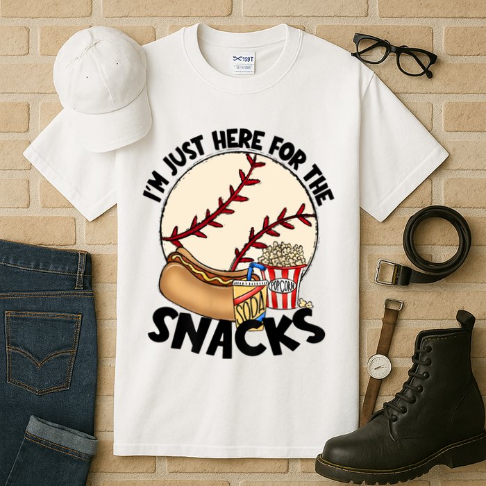 Retro I'm Just Here For The Snacks Funny Baseball Lover Tall T-Shirt