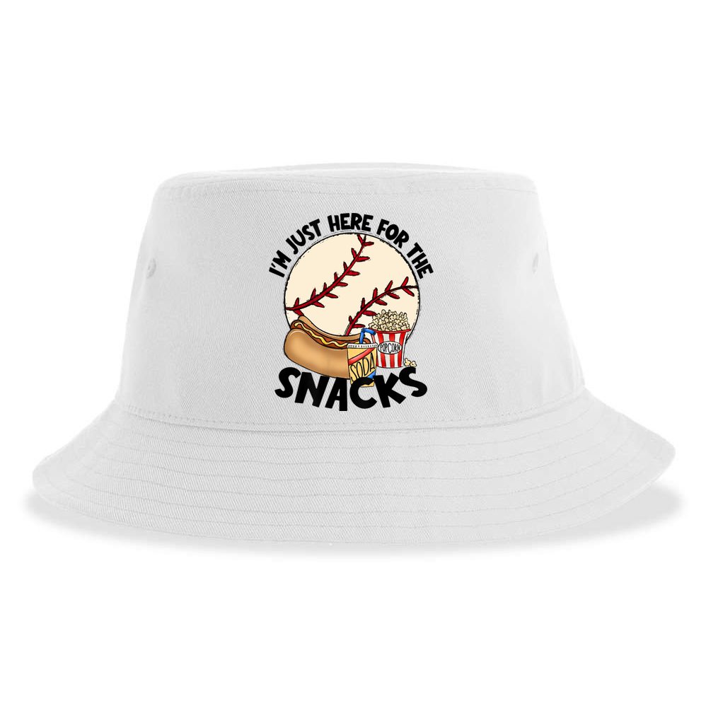 Retro I'm Just Here For The Snacks Funny Baseball Lover Sustainable Bucket Hat