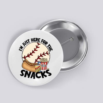 Retro I'm Just Here For The Snacks Funny Baseball Lover Button