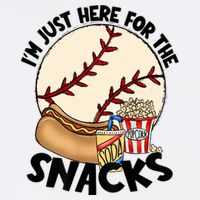 Retro I'm Just Here For The Snacks Funny Baseball Lover Button