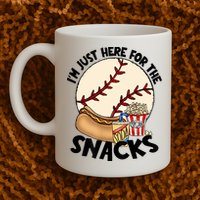 Retro I'm Just Here For The Snacks Funny Baseball Lover Mug