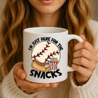 Retro I'm Just Here For The Snacks Funny Baseball Lover Mug