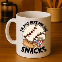 Retro I'm Just Here For The Snacks Funny Baseball Lover Mug