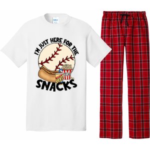 Retro I'm Just Here For The Snacks Funny Baseball Lover Pajama Set