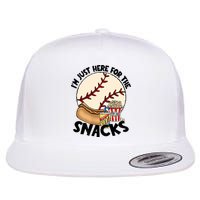 Retro I'm Just Here For The Snacks Funny Baseball Lover Flat Bill Trucker Hat