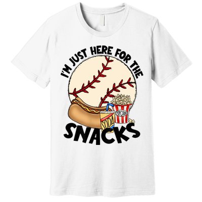 Retro I'm Just Here For The Snacks Funny Baseball Lover Premium T-Shirt