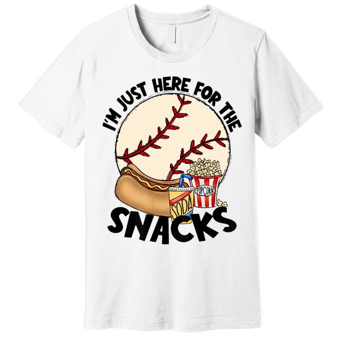 Retro I'm Just Here For The Snacks Funny Baseball Lover Premium T-Shirt