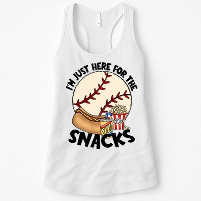 Retro I'm Just Here For The Snacks Funny Baseball Lover Womens Tank Top