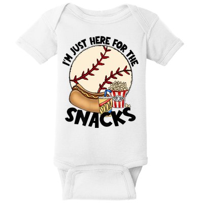 Retro I'm Just Here For The Snacks Funny Baseball Lover Baby Bodysuit