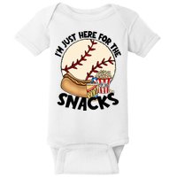Retro I'm Just Here For The Snacks Funny Baseball Lover Baby Bodysuit