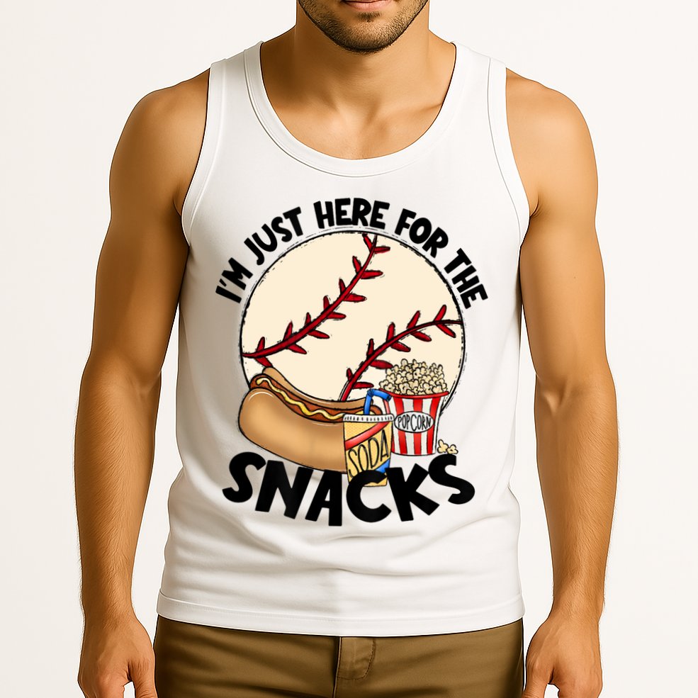 Retro I'm Just Here For The Snacks Funny Baseball Lover Tank Top