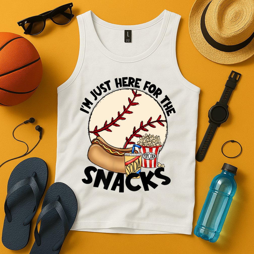 Retro I'm Just Here For The Snacks Funny Baseball Lover Tank Top