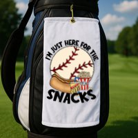 Retro I'm Just Here For The Snacks Funny Baseball Lover Golf Towel