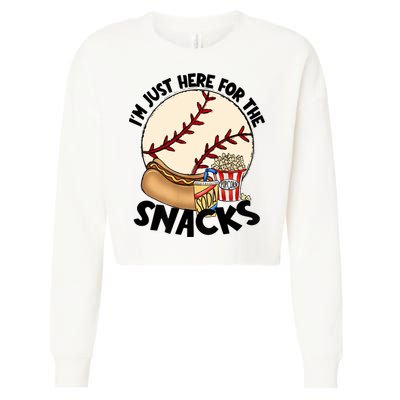 Retro I'm Just Here For The Snacks Funny Baseball Lover Cropped Pullover Crew