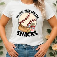 Retro I'm Just Here For The Snacks Funny Baseball Lover Womens T-Shirt