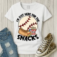 Retro I'm Just Here For The Snacks Funny Baseball Lover Womens T-Shirt