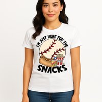 Retro I'm Just Here For The Snacks Funny Baseball Lover Womens T-Shirt