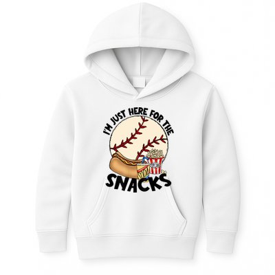 Retro I'm Just Here For The Snacks Funny Baseball Lover Kids Hoodie