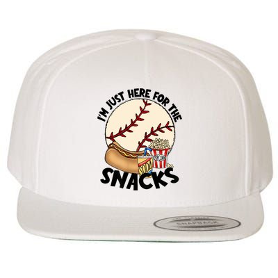 Retro I'm Just Here For The Snacks Funny Baseball Lover Wool Snapback Cap
