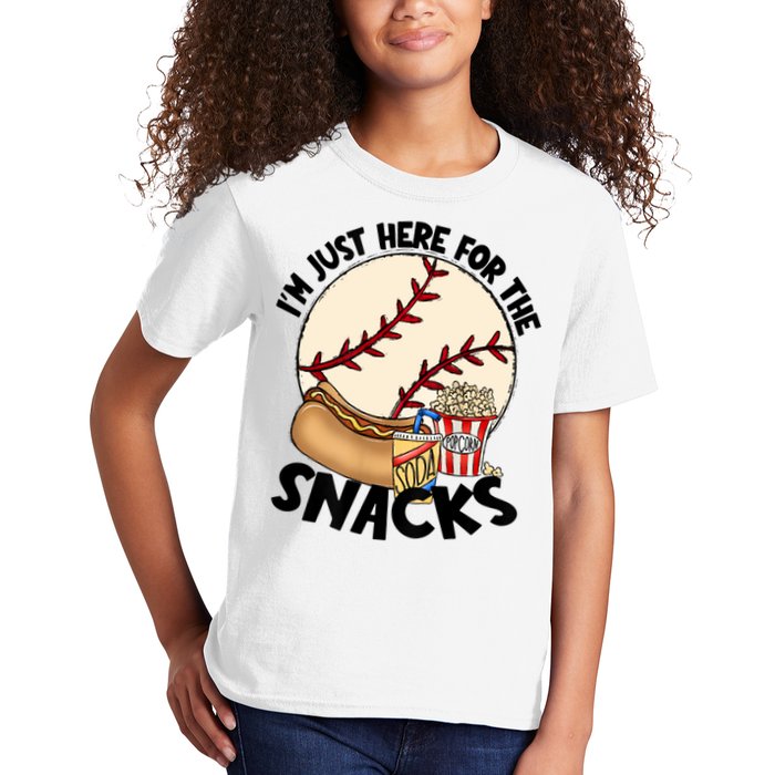 Retro I'm Just Here For The Snacks Funny Baseball Lover Kids T-Shirt