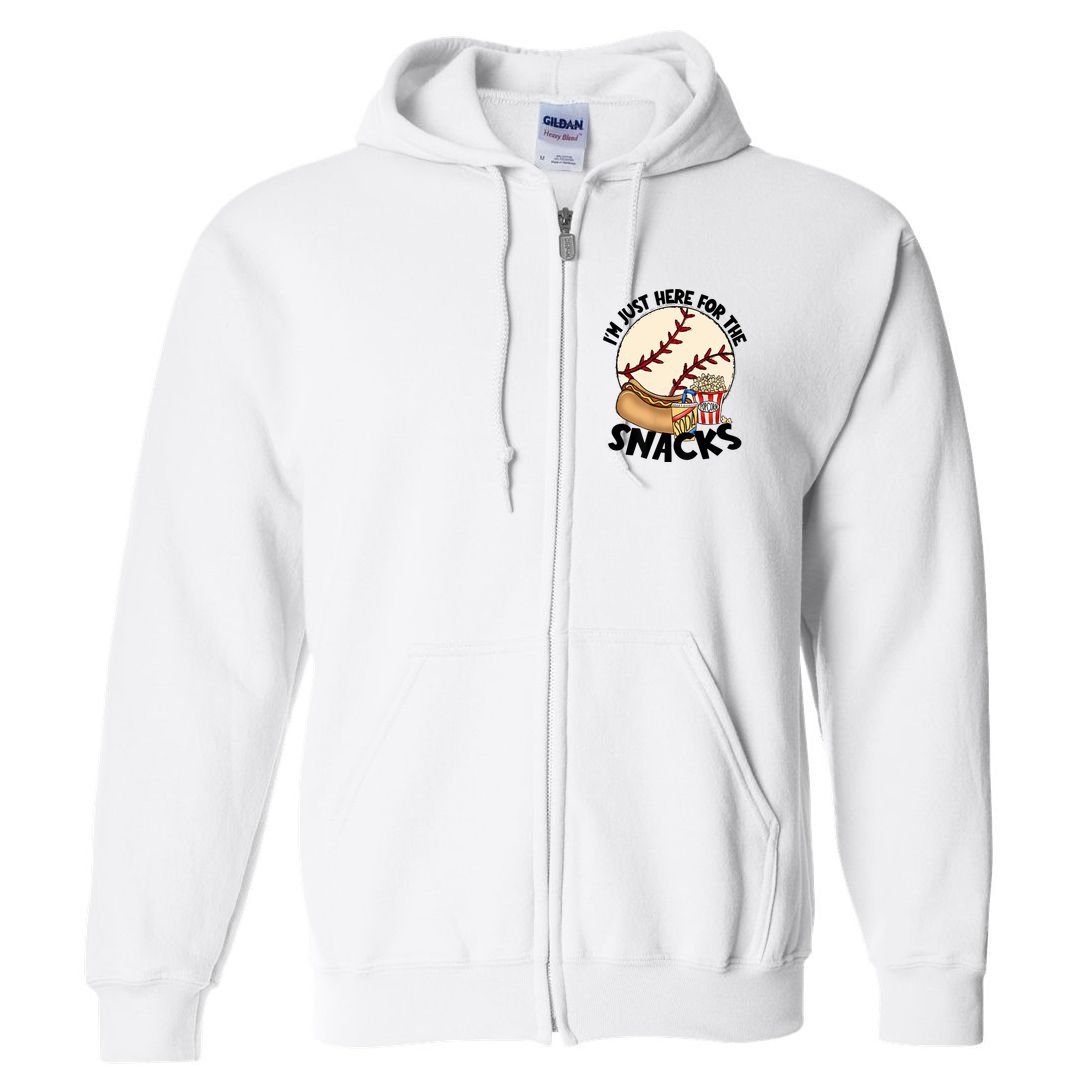 Retro I'm Just Here For The Snacks Funny Baseball Lover Full Zip Hoodie