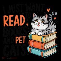 Retro I Just Want To Read Books And Pet Cats Cat Full-Length Apron With Pockets