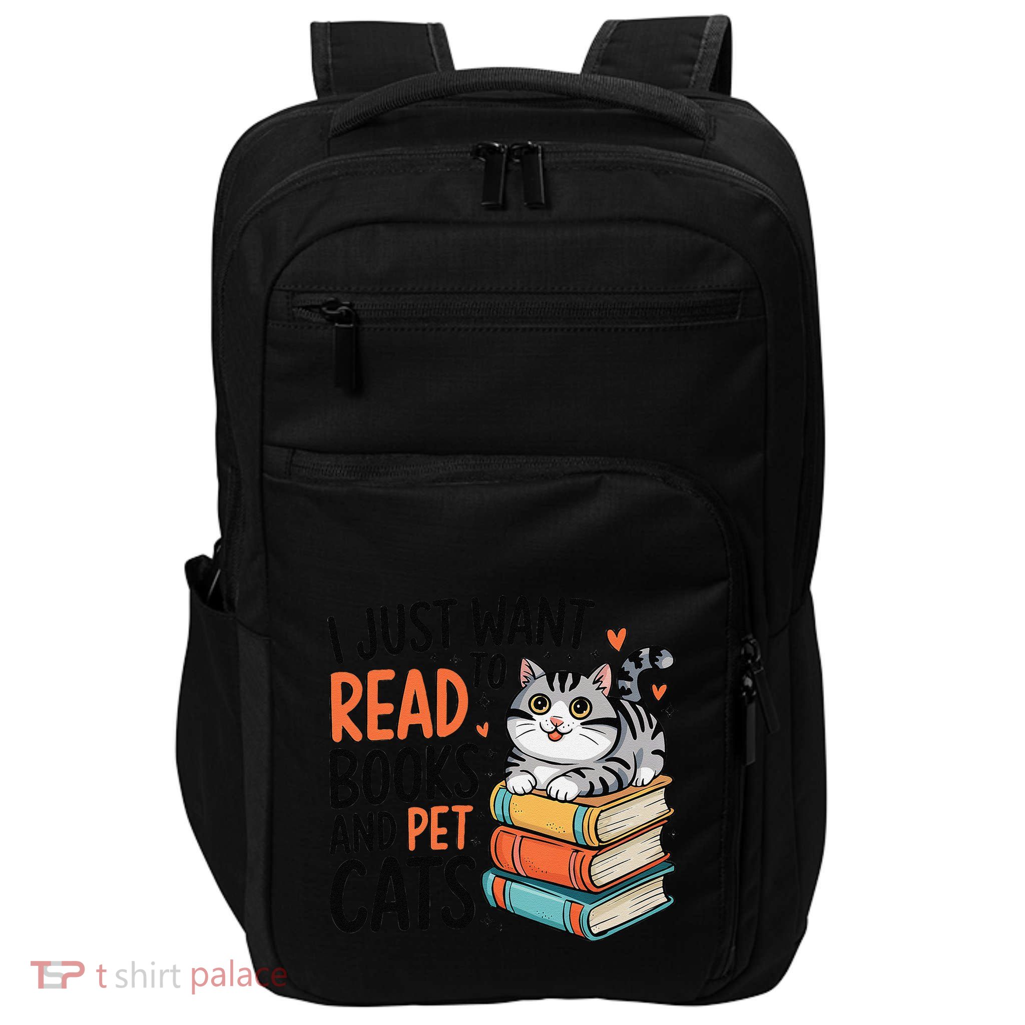 Retro I Just Want To Read Books And Pet Cats Cat Impact Tech Backpack