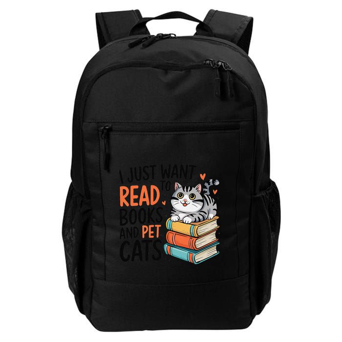 Retro I Just Want To Read Books And Pet Cats Cat Daily Commute Backpack