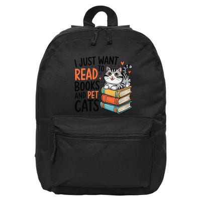 Retro I Just Want To Read Books And Pet Cats Cat 16 in Basic Backpack