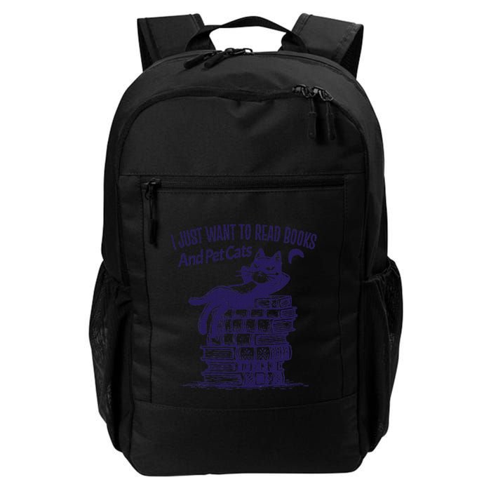 Retro I Just Want To Read Books And Pet Cats Cat Daily Commute Backpack