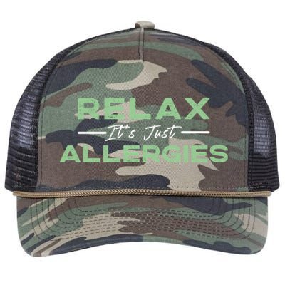 Relax It's Just Allergies Gift Hygiene Social Distancing Gift Retro Rope Trucker Hat Cap