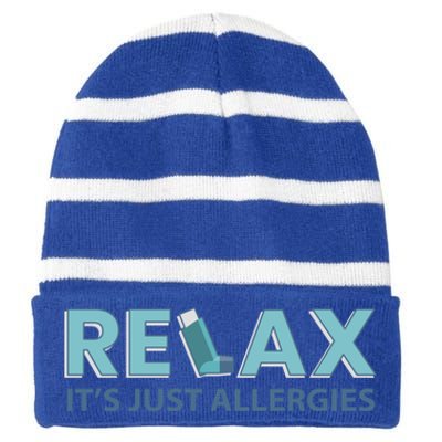 Relax It's Just Allergies Gift Striped Beanie with Solid Band