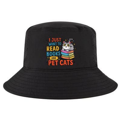 Retro I Just Want To Read Books And Pet Cats Cat Cool Comfort Performance Bucket Hat