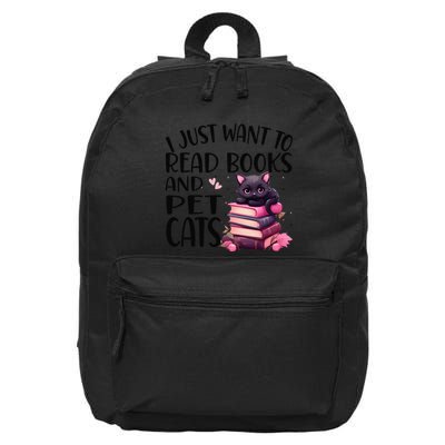 Retro I Just Want To Read Books And Pet Cats Cat 16 in Basic Backpack
