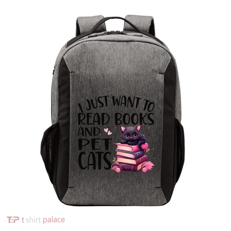 Retro I Just Want To Read Books And Pet Cats Cat Vector Backpack