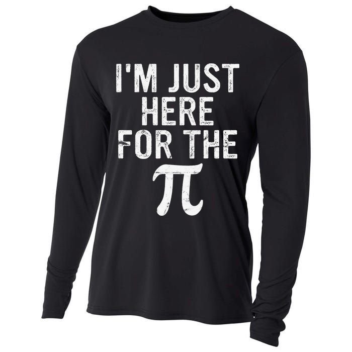 Retro I'm Just Here For The Pi Math Pie Geek Pi Day Cooling Performance Long Sleeve Crew