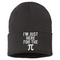 Retro I'm Just Here For The Pi Math Pie Geek Pi Day Sustainable Knit Beanie