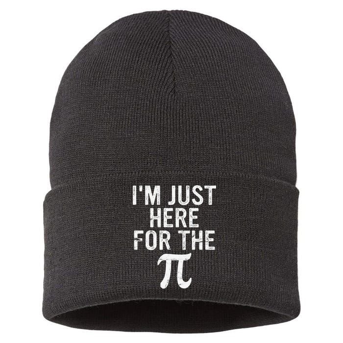 Retro I'm Just Here For The Pi Math Pie Geek Pi Day Sustainable Knit Beanie