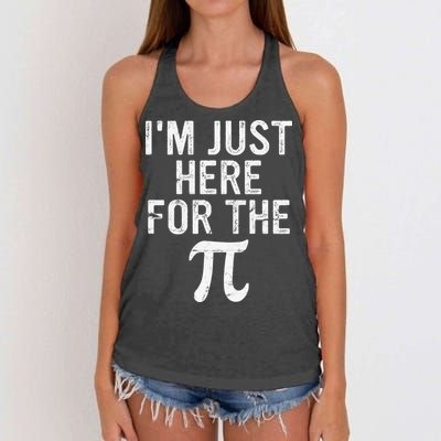 Retro I'm Just Here For The Pi Math Pie Geek Pi Day Women's Knotted Racerback Tank