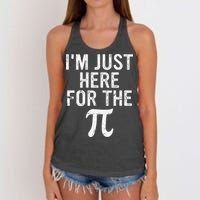 Retro I'm Just Here For The Pi Math Pie Geek Pi Day Women's Knotted Racerback Tank