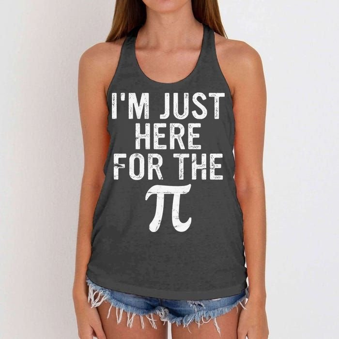 Retro I'm Just Here For The Pi Math Pie Geek Pi Day Women's Knotted Racerback Tank