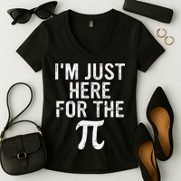Retro I'm Just Here For The Pi Math Pie Geek Pi Day Women's V-Neck T-Shirt