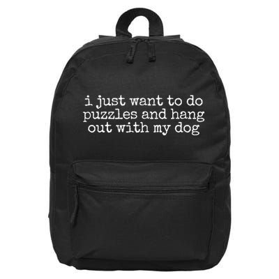 Retro I Just Want To Do Puzzles And Hang Out With My Dog 16 in Basic Backpack