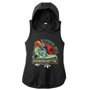 Roaring Into Kindergarten Dinosaur Trex Back To School Gift Ladies PosiCharge Tri-Blend Wicking Draft Hoodie Tank