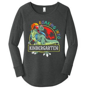 Roaring Into Kindergarten Dinosaur Trex Back To School Gift Women's Perfect Tri Tunic Long Sleeve Shirt