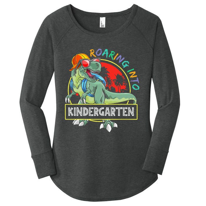 Roaring Into Kindergarten Dinosaur Trex Back To School Gift Women's Perfect Tri Tunic Long Sleeve Shirt